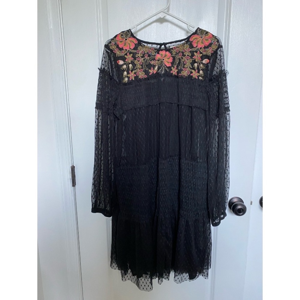 Anthropologie (Mauve), XL Clip Dot dress with Embroidery
